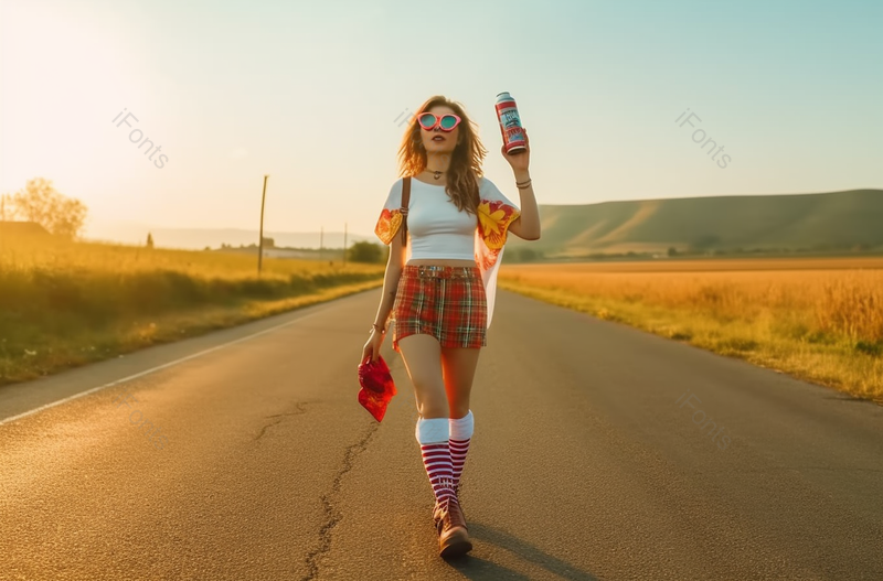 户外一个十几岁的女孩在一个阳光明媚的夏天,高清,摄影图,摄影图片,图片大全,摄影图免费下载